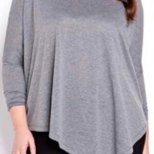 SWEATER, TURTLENECK, ASYMMETRICAL, MEDIUM GREY MIX, SZ 3X, LONG SLEEVES, VISCOSE